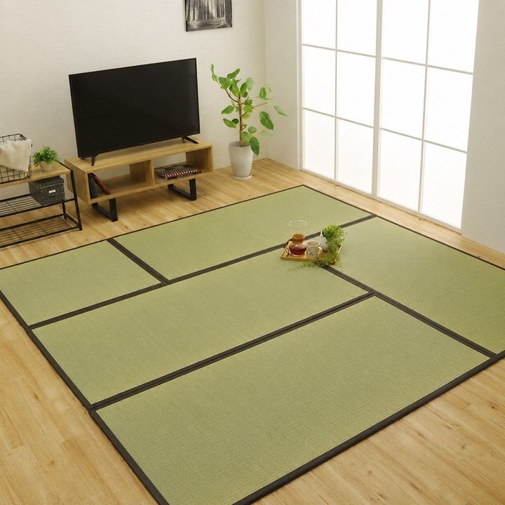 Japanese Igusa Tatami Floor Mat Tenryu 5-mat mixed set in Brown room setup