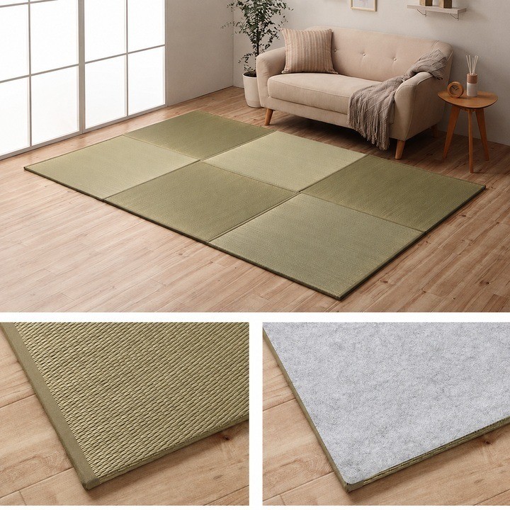 Japanese Igusa Tatami Mat Rakkaru 82 x 82 cm 1 mat Natural room image