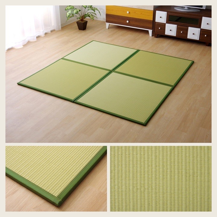 PP Tatami Mat Squash 82 x 82 x 1.7 cm Green Set of 4