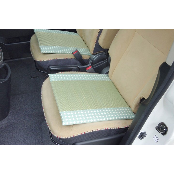 Japanese Undyed Igusa Car Seat Cushion Marble in Green - front view
