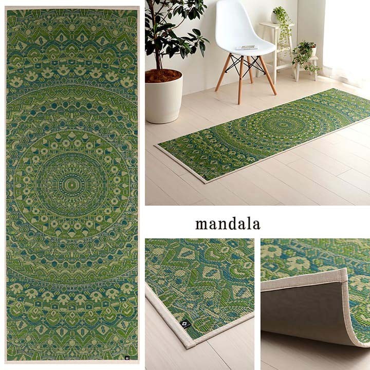 Green Mandala igusa yoga mat - detail