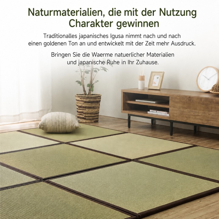 Japanische Igusa Tatami-Bodenmatte Agura - Natuerliches Material, das mit der Nutzung Charakter gewinnt Japanische Igusa Tatami-Bodenmatte Agura - Natuerliches Material, das mit der Nutzung Charakter gewinnt