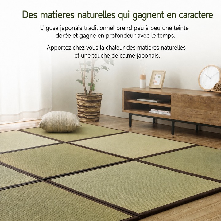 Tatami japonais en igusa Agura - Une matiere naturelle qui gagne en charme avec l'usage Tatami japonais en igusa Agura - Une matiere naturelle qui gagne en charme avec l'usage