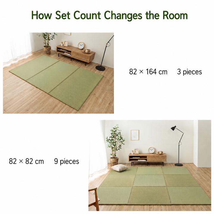 Japanese Igusa Tatami Floor Mat Agura for Zen Floor Living - Room layouts that change with the number of mats Japanese Igusa Tatami Floor Mat Agura for Zen Floor Living - Room layouts that change with the number of mats