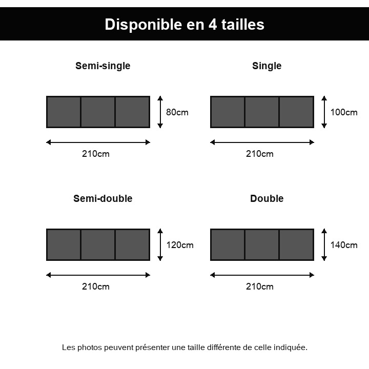 Flare disponible en quatre tailles Flare disponible en quatre tailles