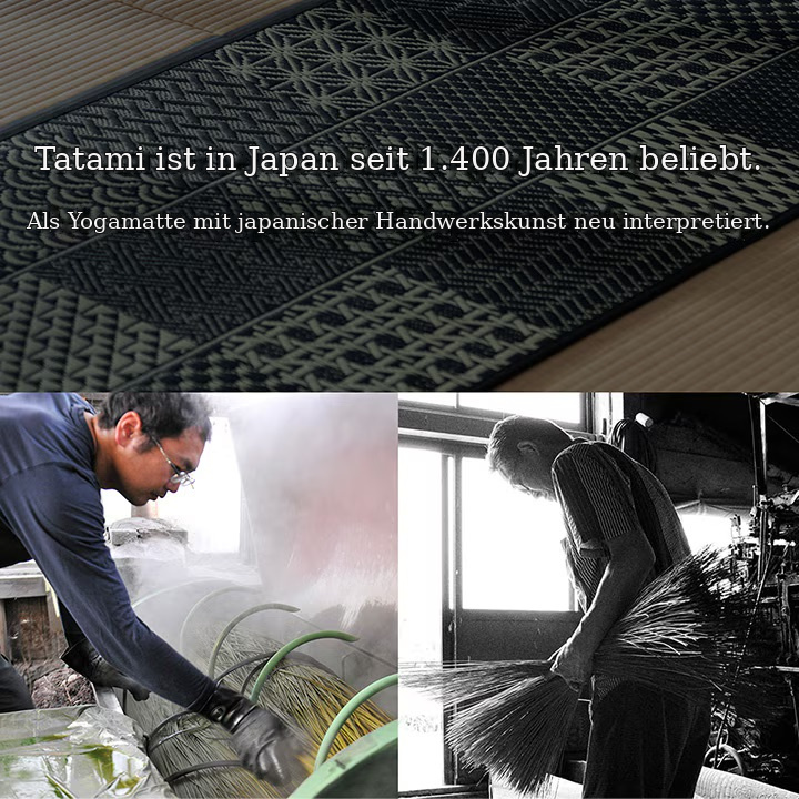Japanische Handwerkskunst hinter Tatami-Yogamatten Japanische Handwerkskunst hinter Tatami-Yogamatten