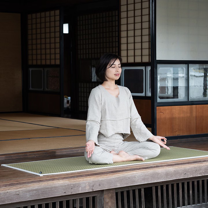 Meditation on an igusa yoga mat Meditation on an igusa yoga mat