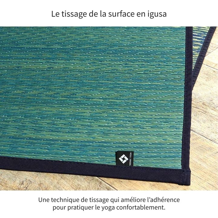 Surface tissée du tapis de yoga Skysea en igusa Surface tissée du tapis de yoga Skysea en igusa