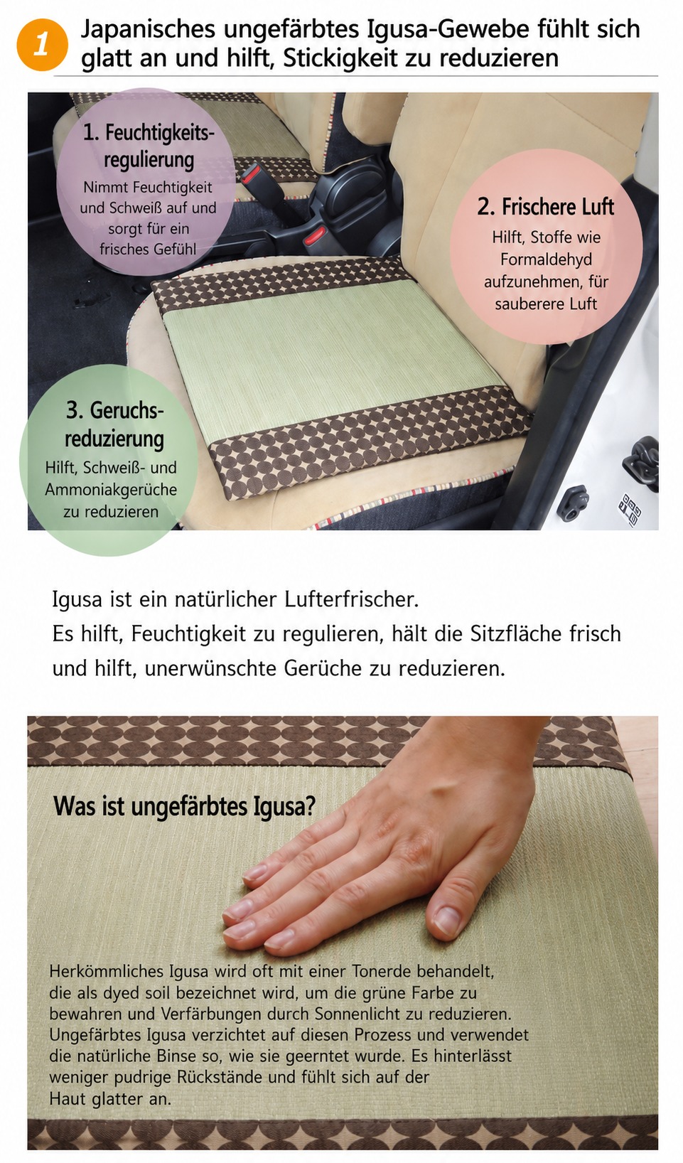 Marble - Glattes ungefärbtes Igusa-Gefuehl fuer bequemes Sitzen Marble - Glattes ungefärbtes Igusa-Gefuehl fuer bequemes Sitzen