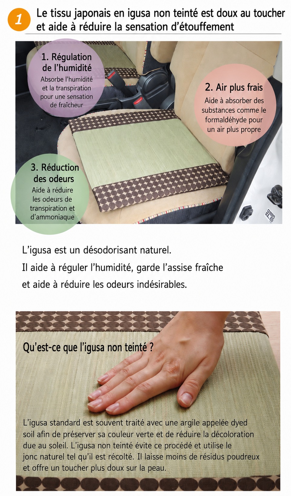 Marble - Toucher lisse de l'igusa non teinte pour une assise confortable Marble - Toucher lisse de l'igusa non teinte pour une assise confortable