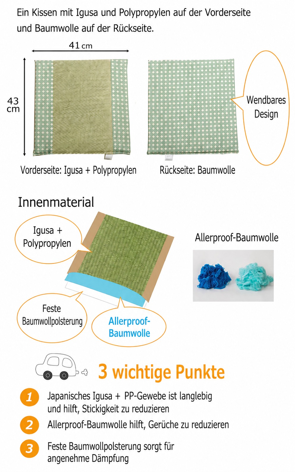 Marble - Vorderseite, Rueckseite und Materialgefuehl