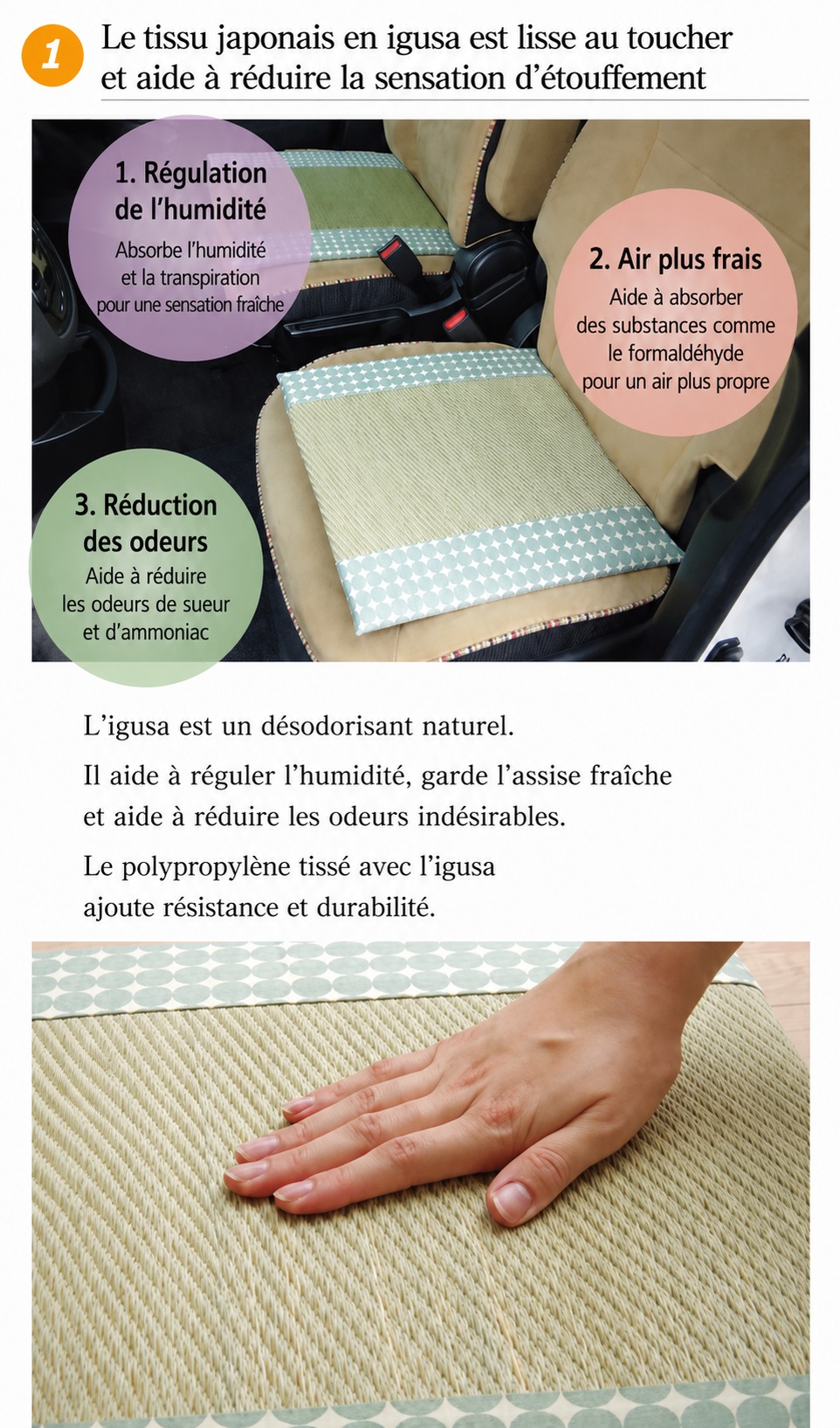 Marble - Sensation fraiche de l'igusa et du PP pour une assise confortable