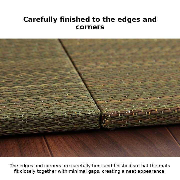 Carefully finished Bijou tatami mat edges and corners