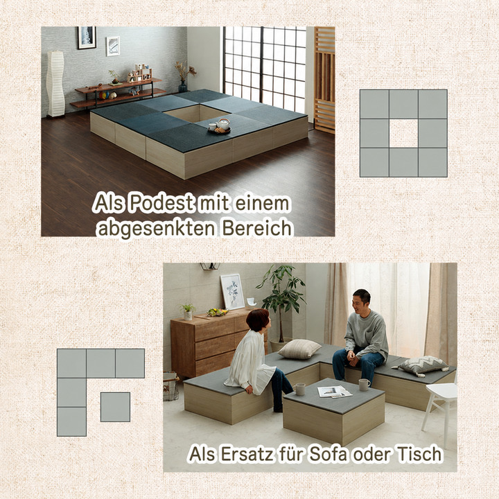 Anordnung von Tatami-Matte und Plattform