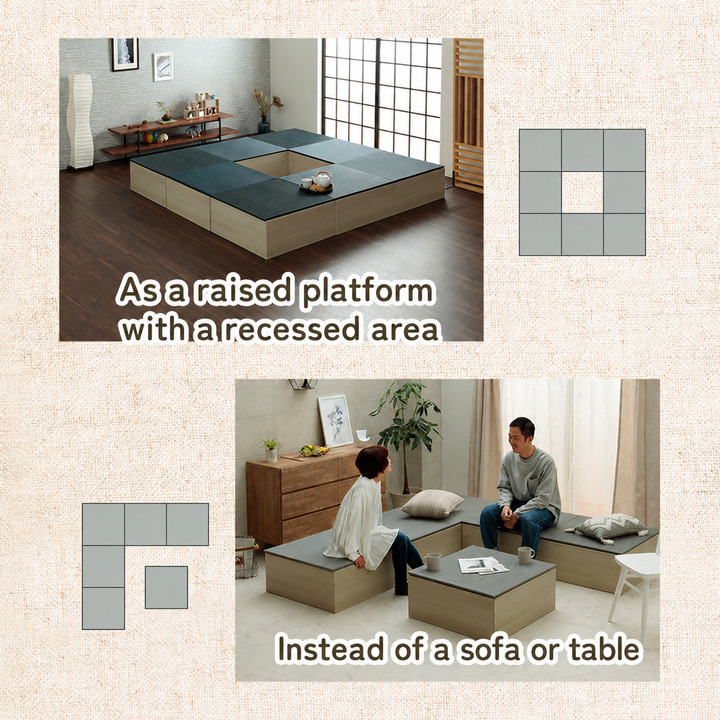 Tatami mat and raised platform arrangement Tatami mat and raised platform arrangement