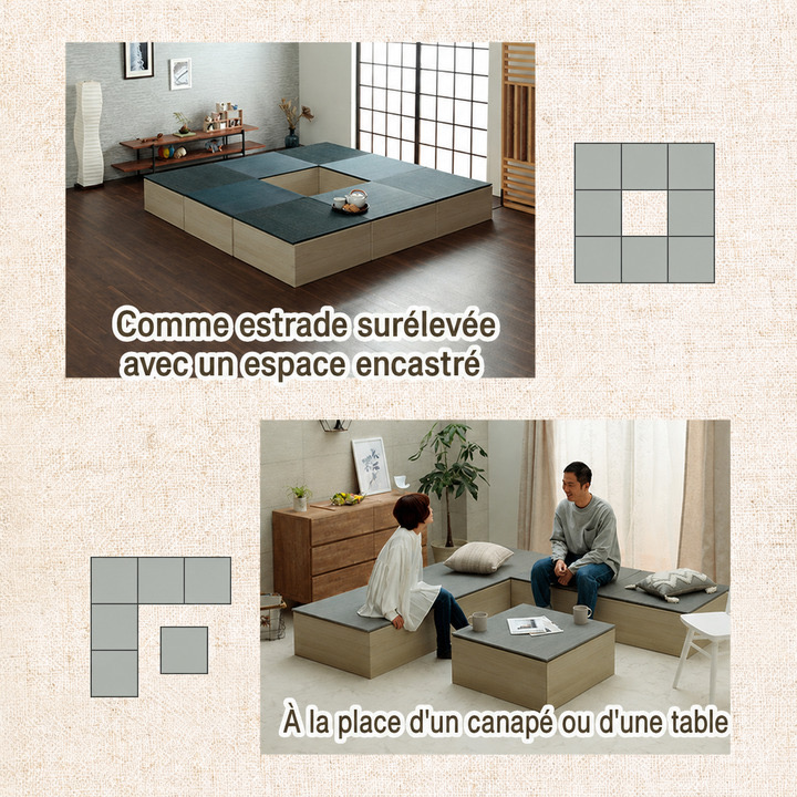 Disposition du tapis tatami et de la plateforme Disposition du tapis tatami et de la plateforme