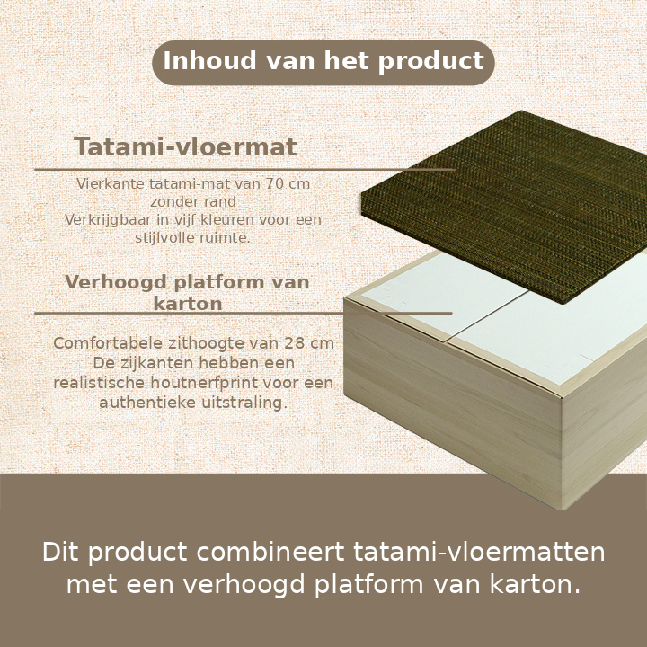 Inhoud van de tatamimatten en het verhoogde platform