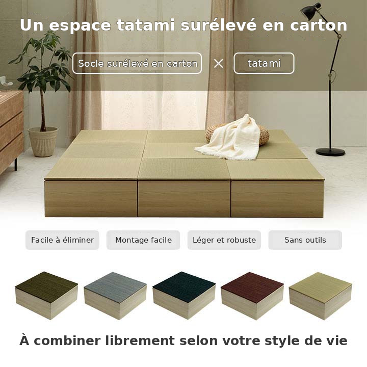 Exemple de tapis tatami avec plateforme surélevée en carton Exemple de tapis tatami avec plateforme surélevée en carton
