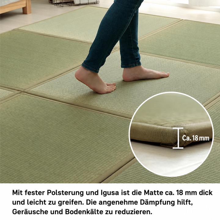 Anti-Milben-Tatamimatte ca 18 mm Stärke und Dämpfung Anti-Milben-Tatamimatte ca 18 mm Stärke und Dämpfung