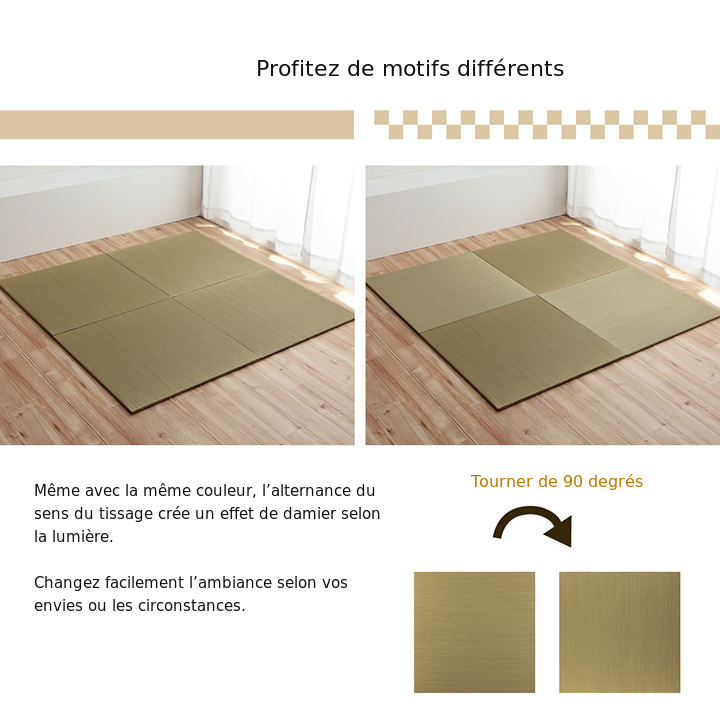 Tatamis disposés en alternance pour un motif damier Tatamis disposés en alternance pour un motif damier