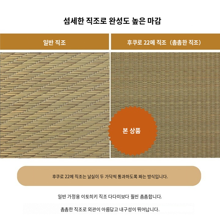 일반 직조와 촘촘한 22목 직조 비교 일반 직조와 촘촘한 22목 직조 비교
