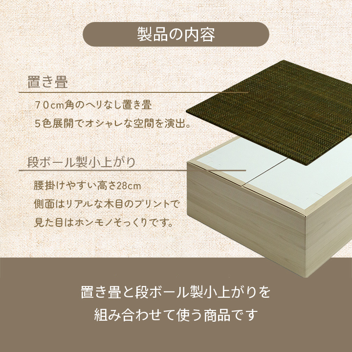 置き畳と段ボール製小上がりの製品内容 置き畳と段ボール製小上がりの製品内容