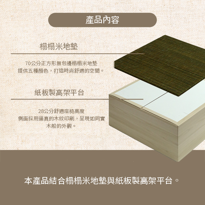 榻榻米地墊與紙板高架平台的產品內容
