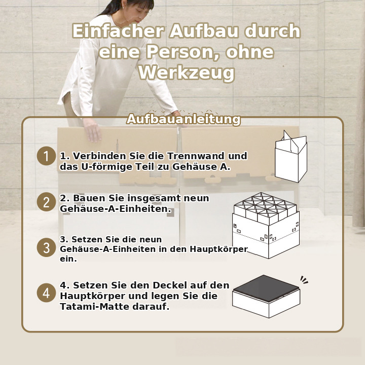 Erhöhtes Podest aus Karton für Tatami-Matten