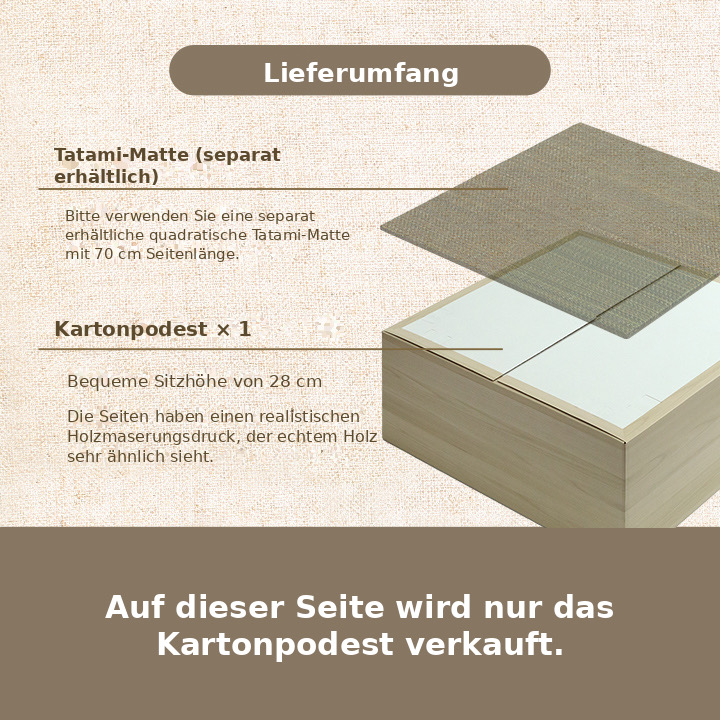 Erhöhtes Podest aus Karton für Tatami-Matten