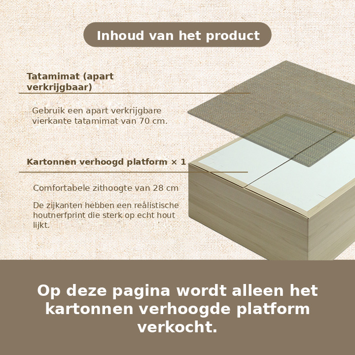 Kartonnen verhoogd platform voor tatamimatten